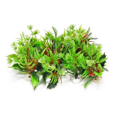 AQUATOP 4" Green Assorted Plastic Plants (12 Pack) w/ Weighted Bases for Aquariums, PD-MULTI6